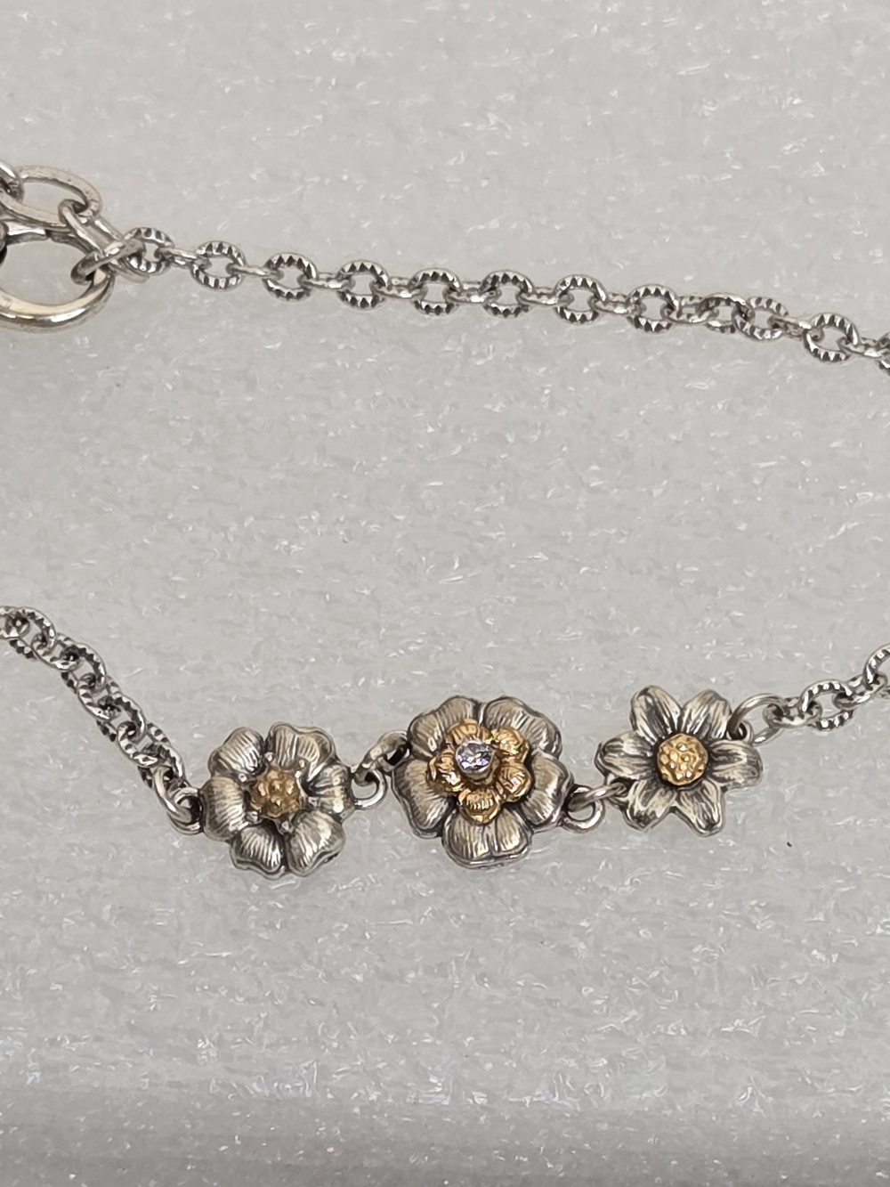 Brighton Silver Floral Bracelet with Gold-Tone Centers - Picture 2 of 4